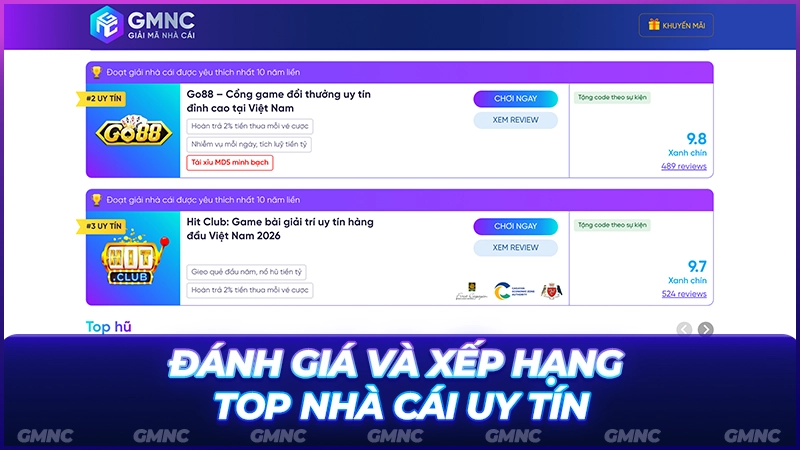 Đánh giá và xếp hạng top nhà cái uy tín hàng đầu hiện nay